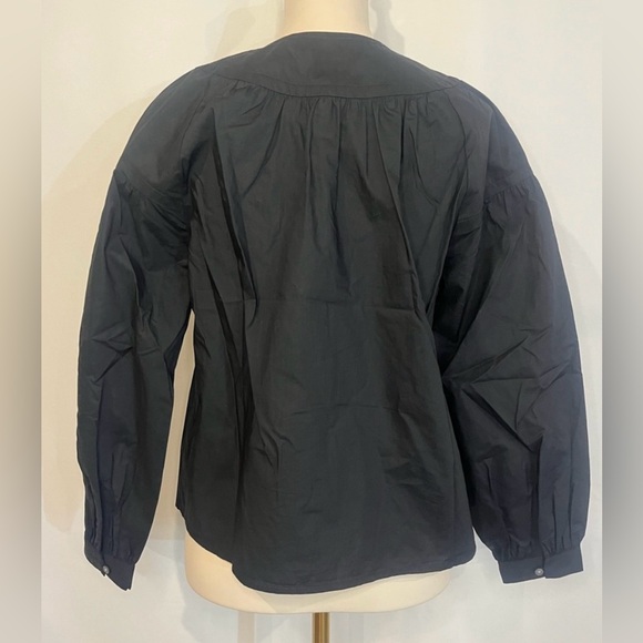 J.Crew Shirred popover top in cotton poplin in black - Picture 7 of 10